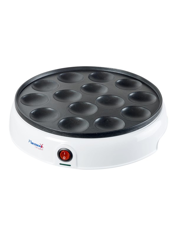 BESTRON Poffertjes Maker Retro Design, Mini Pfannkuchen Automat, 800W, weiß