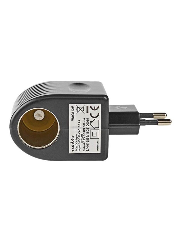 Nedis Steckdosen Adapter Euro / Typ C (CEE 7/16) - 100 - 240 V AC 50/60 Hz, 12 V DC, 6 W, Netzstromversorgung, 0.3 A, schwarz, Kunststoff