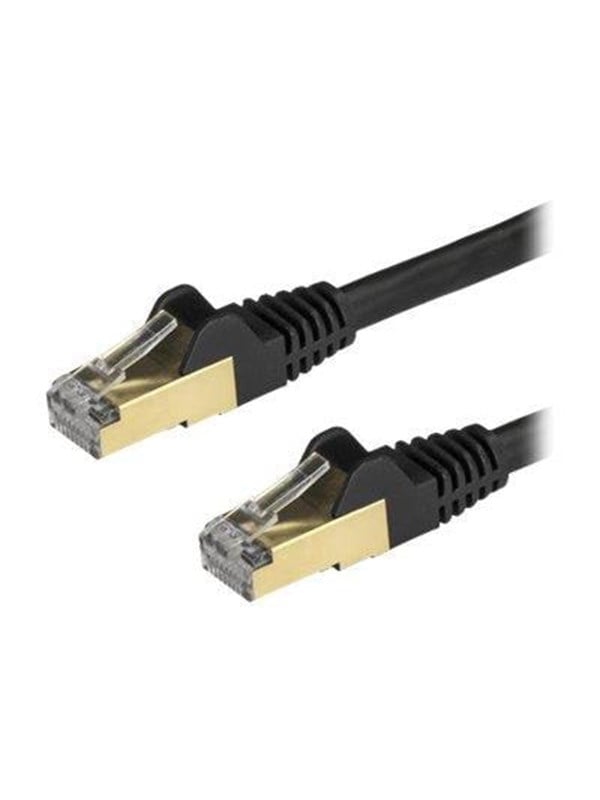 StarTechcom 75m CAT6A Ethernet Cable 10 Gigabit Shielded Snagless RJ45 100W PoE Patch Cord CAT 6A 10GbE STP Network Cable w Strain Relief Black Fluke Tested UL Certified Wiring TIA - Category 6A - 26AWG (6ASPAT750CMBK) - Patch-Kabel - 75 m