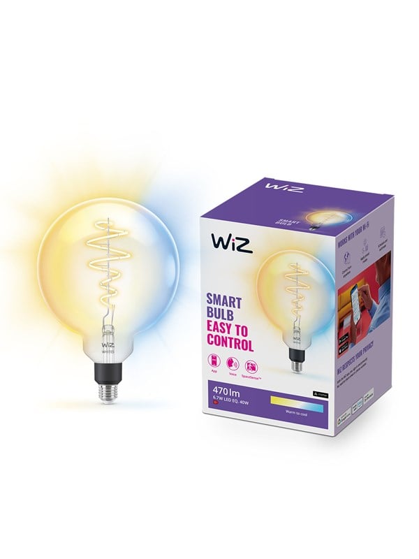 WiZ Tunable G200 E27 Smart Filament Globe Bulb - Dimmable warm-to-cold White LED