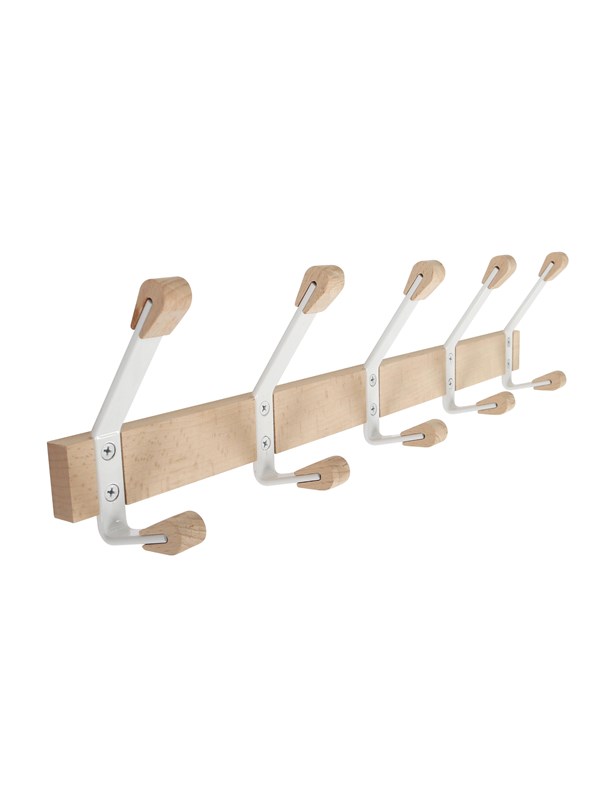 Home>it Beechwood coat rack - 5 hooks - white