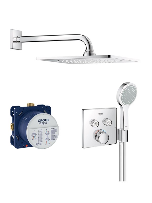 Grohtherm SmartControl Duschsystem Unterputz mit Rainshower F-Series 10 Kopfbrauseset chrom - 34742000 - Grohe