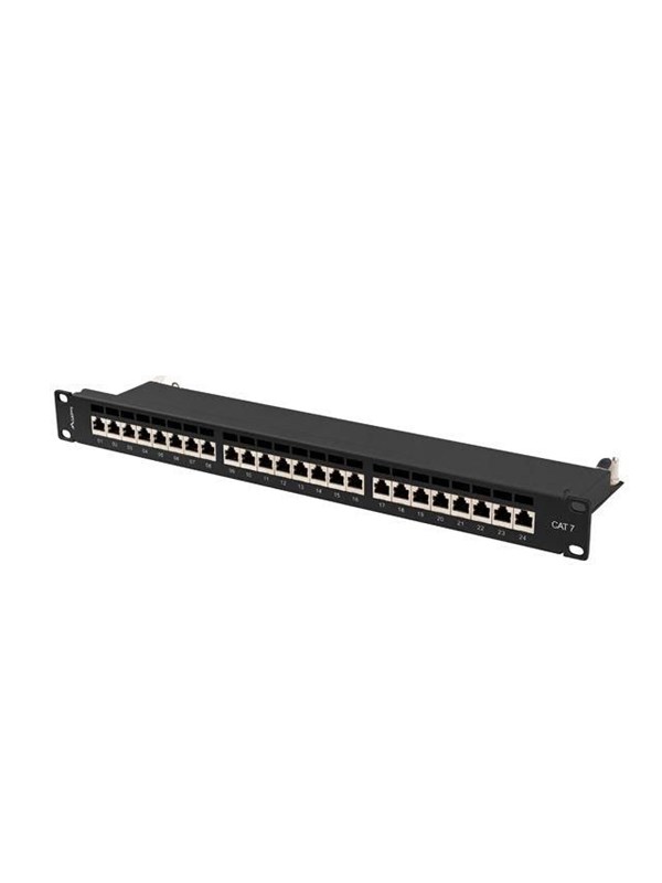 Lanberg Patch Panel 24-Port 1U 19 CAT7 FTP with Cable Organizer Shielded Black