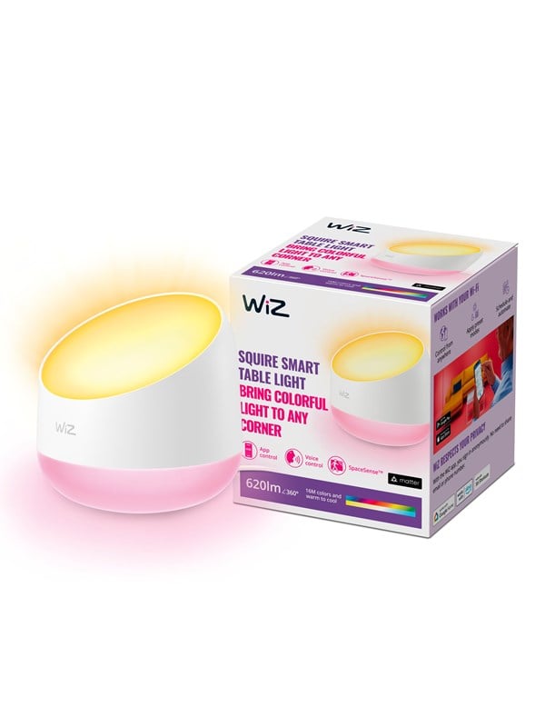WiZ - WiZ Squire Smart Lamp intelligente tragbare LED-Lampe weißes und farbiges Licht mit SpaceSense-Technologie und kompatibel mit Alexa und