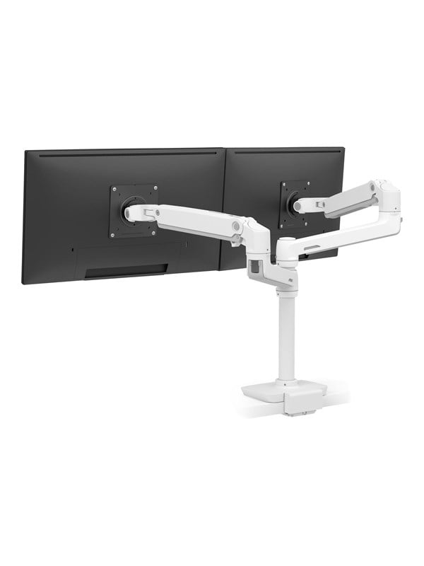 Ergotron LX Dual Stacking Arm white with Low-Profile Top-Mount Clamp