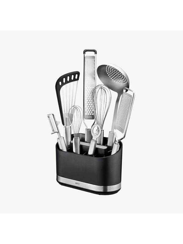 Besteckhalter GEFU Smartline grau (schwarz edelstahlfarben rutschfeste füße trenneinsatz) B102cm H142cm T22cm Edelstahl Kunststoff Besteckkörbe 10 Fächer Edelstahl ABS PS