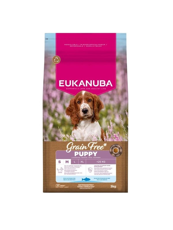 Eukanuba Grain Free Puppy SmallMedium Meeresfisch - Trockenfutter fr Hunde - 3kg