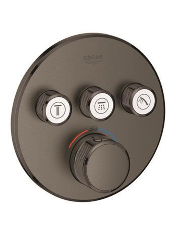 Grohtherm SmartControl Thermostat Fertigmontageset mit 3 Absperrventilen runde Ausführung