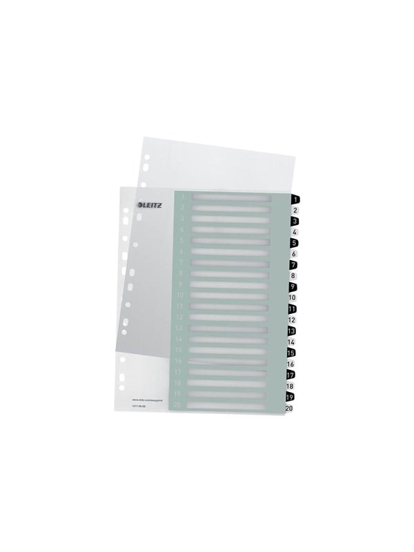 6 x Leitz Plastikregister Wow 1-20 beschriftbar A4 PP 20 Blatt weiß/sc