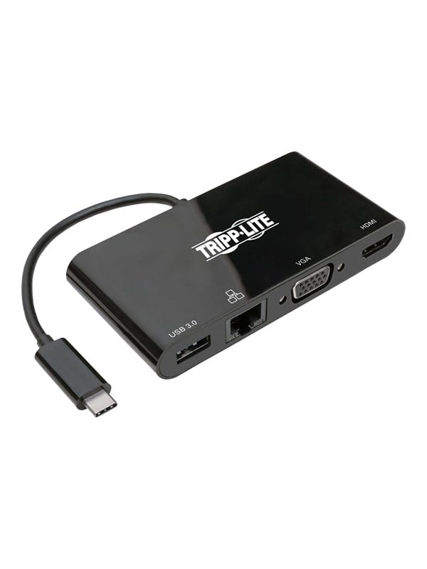 Tripp Lite USB 31 Gen 1 USB-C Adapter Converter Thunderbolt 3 Compatible 4K  30Hz - HDMI VGA USB-A Hub Port and Gigabit Ethernet Black - docking station - USB-C 31 - VGA HDMI - GigE