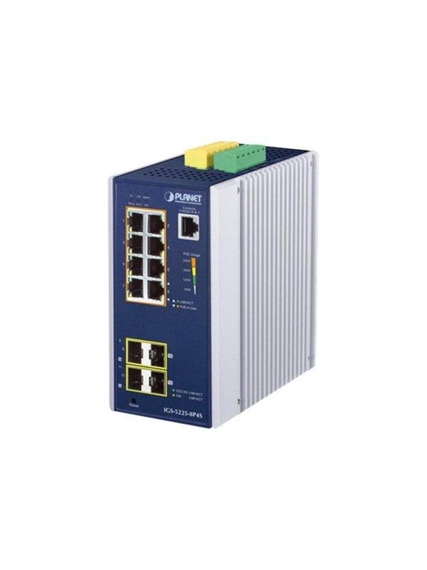 PLANET IGS-5225-8P4S Industrial L2 8-Port 101001000T 8023at PoE  2-Port 1001G SFP  2-Port 1001G25G SFP Managed Ethernet Switch