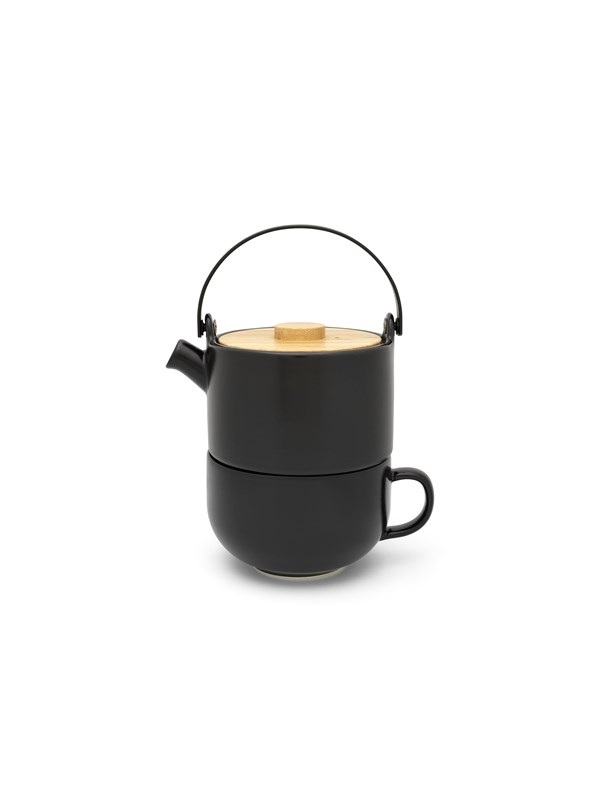 Tea-for-one Umea schwarz mit Bambusdeckel 142008 - Bredemeijer