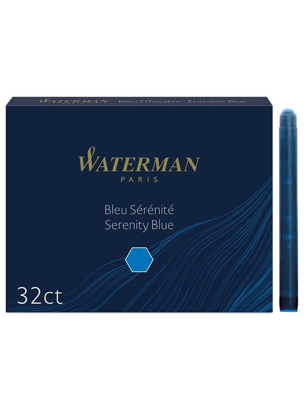 Waterman Füller-Tintenpatronen | Extra lang | Serenity Blue | 32 Stück
