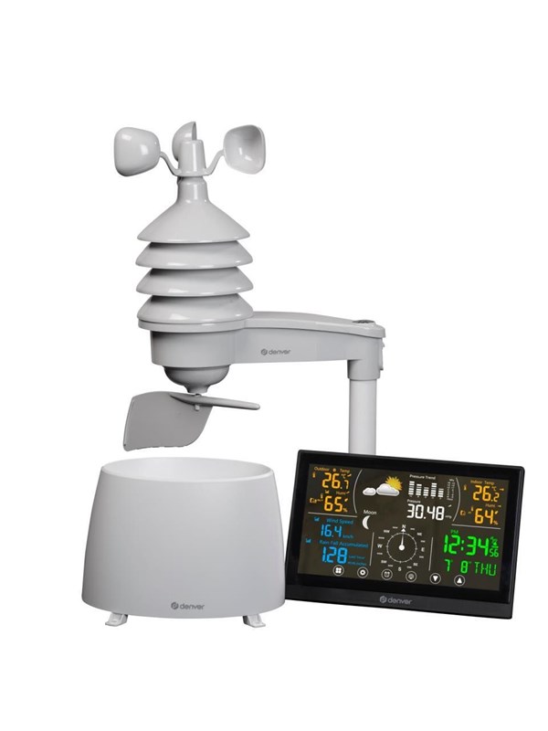 Wetterstation für Innen und Außen - 8 in 1 - Drahtloser Außensensor - Wettervorhersage - Wind & Regen - Funkgesteuert - WS650