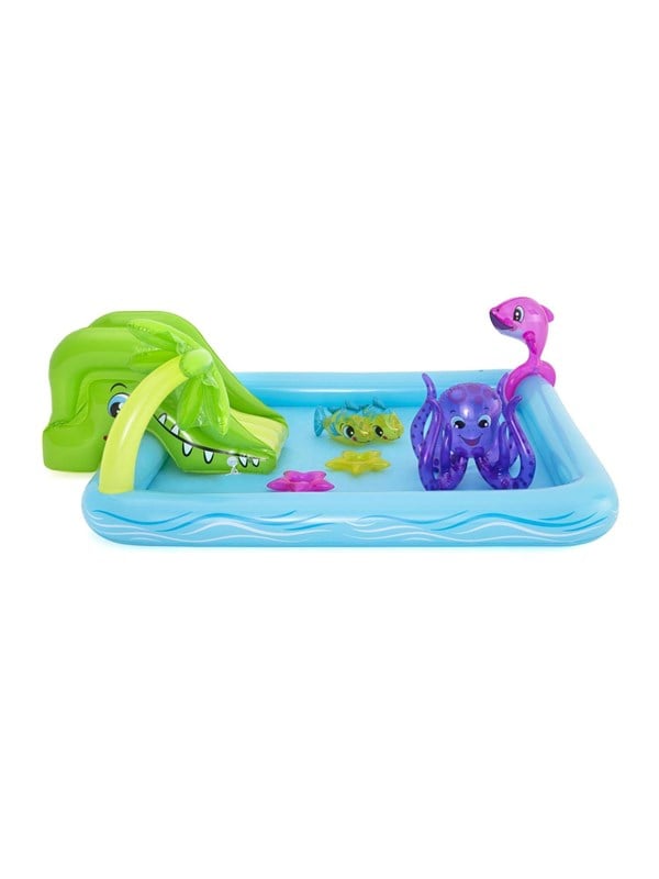 Kinderpool mit Rutsche - Inkl aufblasbarem Wasserspielzeug - 239 x 206 x 86 CM - 308 L - Wassertiere