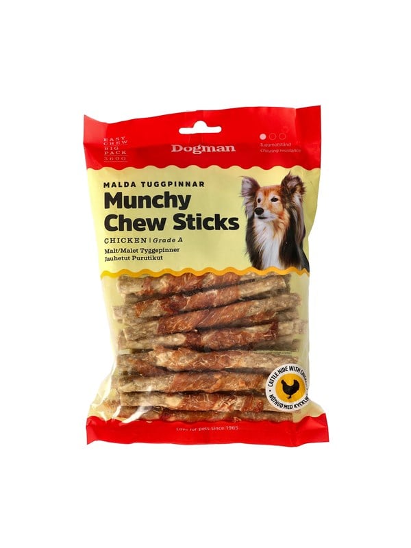 Dogman Munchy Kausticks mit Huhn 125cm 30er Pack