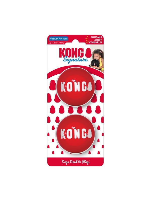KONG Dog Toy Signature Balls Medium 6cm 2-Pack