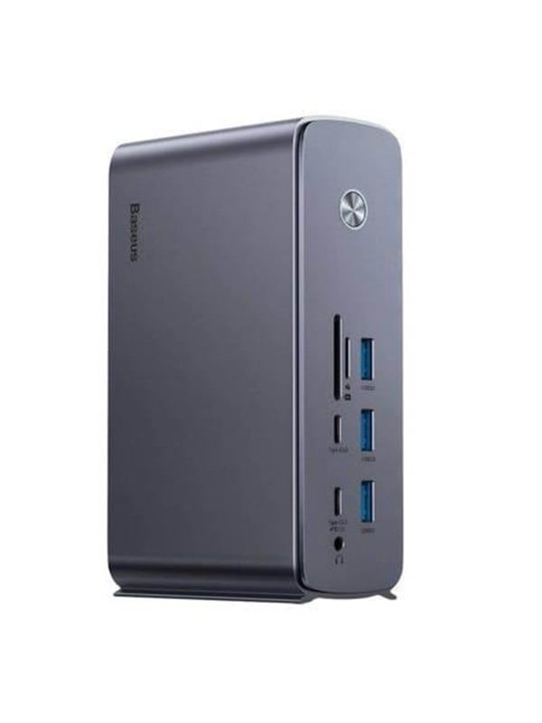 Baseus UnionJoy USB-C Docking Station 2xHDMI4K@60Hz 1xDP4K@60Hz 3xUSB-A3.0 2xUSB-C3.0 2xUSB-A2.0 1xRJ45 PD PC 1xSD+TF 1x3.5mm minijack - Grey USB-Hubs - USB 3.0 - 17 - Grau