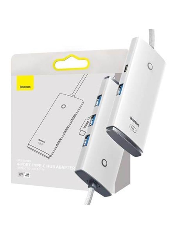 Baseus Hub 4in1 Lite Series USB-C to 4x USB 3.0 + USB-C 2m (White) USB-Hubs - USB 3.0 - 4 - Weiß