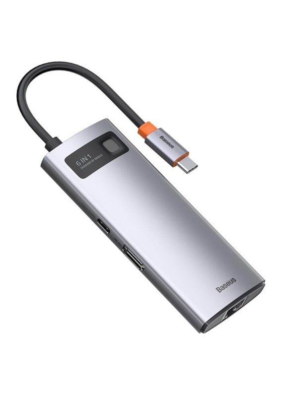 Baseus Hub 6in1 Metal Gleam Series USB-C to 3x USB 30  HDMI  USB-C PD  Ethernet RJ45 USB-Hubs - USB 30 - 6 - Grau