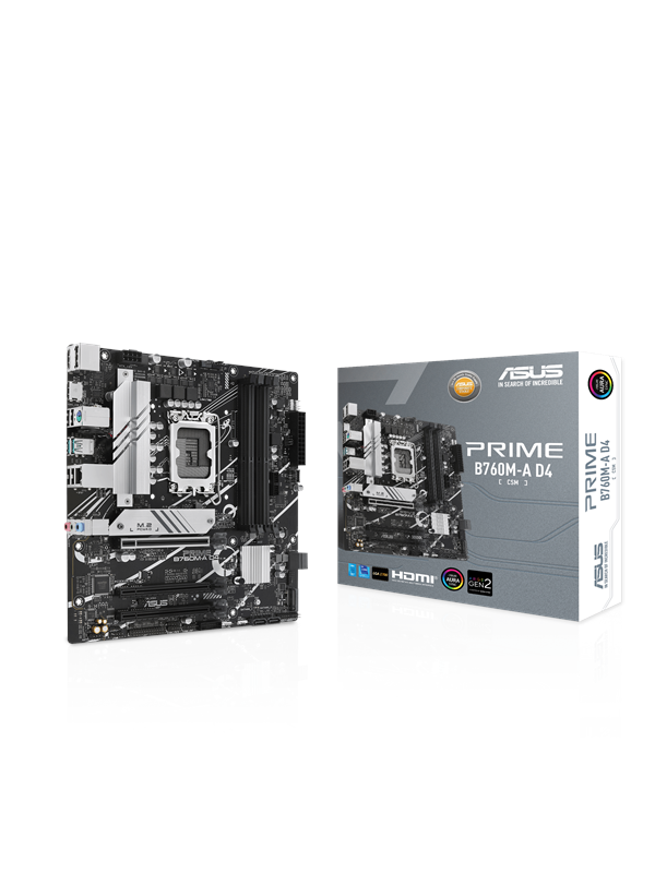 ASUS PRIME B760M-A D4-CSM Mainboard - Intel B760 - Intel LGA1700 - DDR4 RAM - Micro-ATX