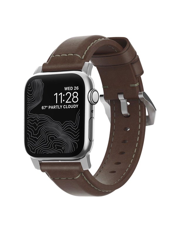 Nomad - Traditional Band - 44mm42mm  Silver Hardware  Rustic Brown Leather