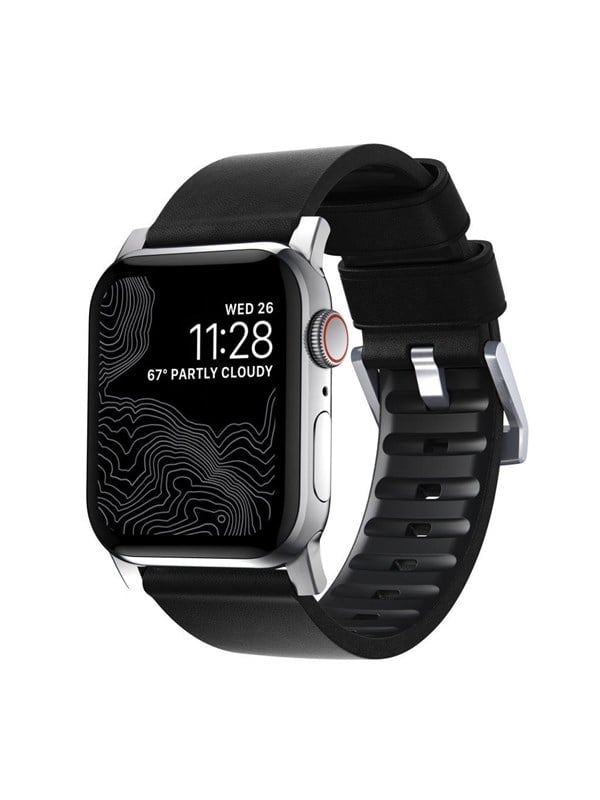 Nomad - Active Band Pro - 44mm42mm Silver Hardware Black Active Leather FKM