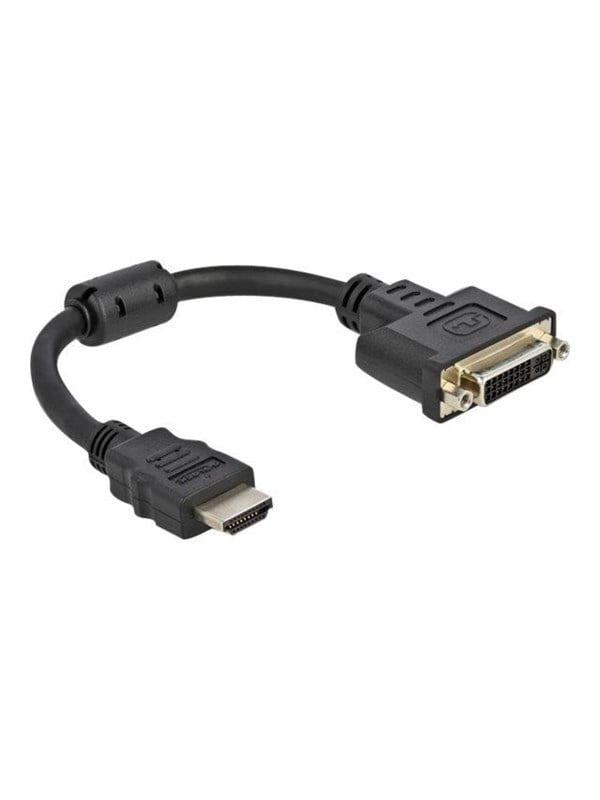 Delock 65206 HDMI / DVI Adapter [1x HDMI-Stecker - 1x DVI-Buchse 24+5pol.] Schwarz 0.20 m