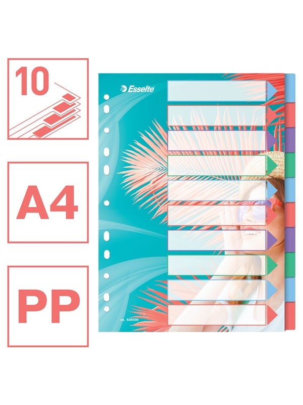 10 x Esselte Register Colour'Breeze A4 PP blanko 10-teilig transparent