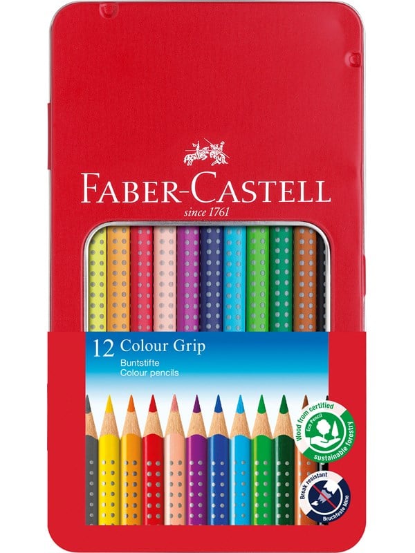 Faber-Castell Buntstift Colour Grip 12er-Metalletui
