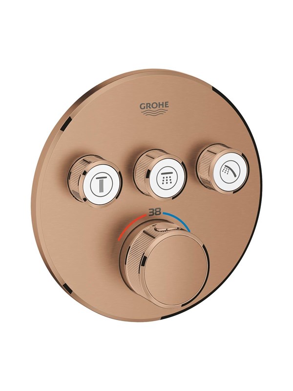 Grohtherm SmartControl Thermostat Fertigmontageset mit 3 Absperrventilen runde Ausführung