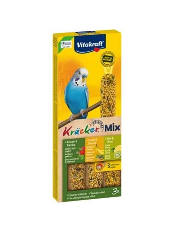 Vitakraft Budgies Crackers Trio-Mix - 3 Sticks: Sesame Seeds/Herbs/Kiwi