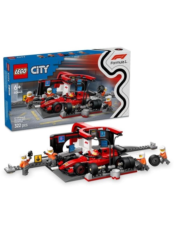 Image of LEGO City 60443 F1® Boxenstopp mit Boxencrew und Ferrari Flitzer