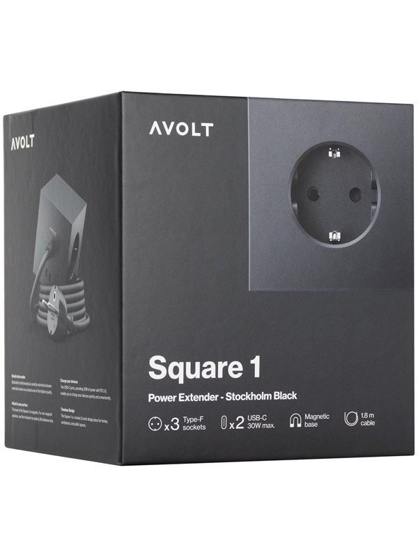 AVOLT Square 1 with 30W Dual USBC  Magnetic base 18m Stockholm Black