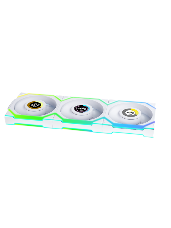 Lian Li UNI FAN SL Wireless LCD Reverse (3-pack) - Gehäuselüfter - 120mm - Weiß mit RGB LED - 31 dBA