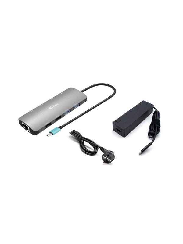 I-Tec USB-C Metal Nano 2x Display Docking Station with PD 100 W Charger 100W