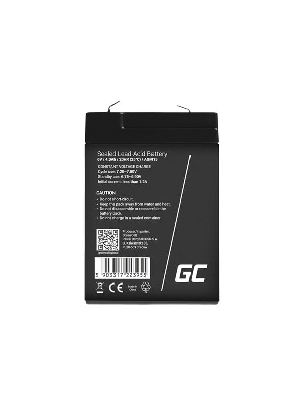 Green Cell AGM15 - 12V 15Ah VRLA Battery AGM Maintenance-Free