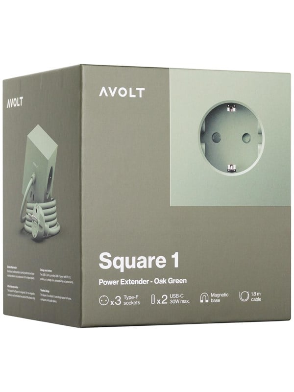 AVOLT Square 1 with 30W Dual USBC  Magnetic base 18m Oak Green