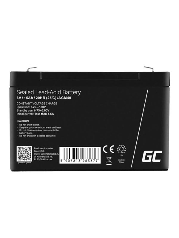 Green Cell AGM40 AGM 6V15Ah Gel Deep