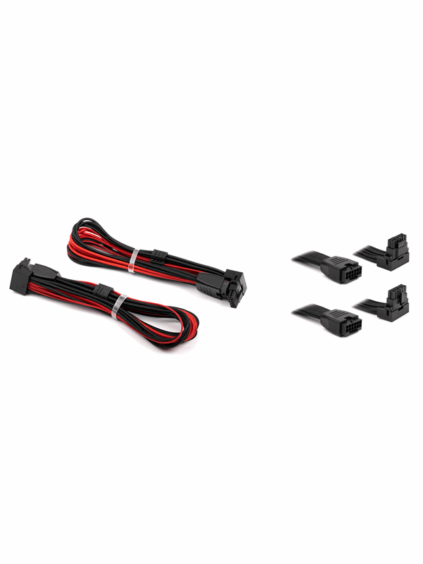 DUTZO Sleeved PCI-E 12V-2x6 Verlngerungskabel Doppelpack - Lock pin up  down - Schwarz  Rot