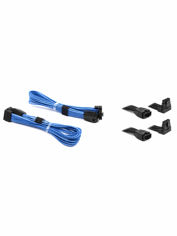 DUTZO Sleeved PCI-E 12V-2x6 Verlngerungskabel Doppelpack - Lock pin up down - Blau