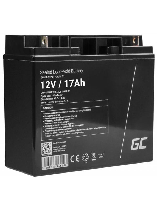 Green Cell AGM51 - 12V 17Ah VRLA Battery  AGM  Maintenance-Free