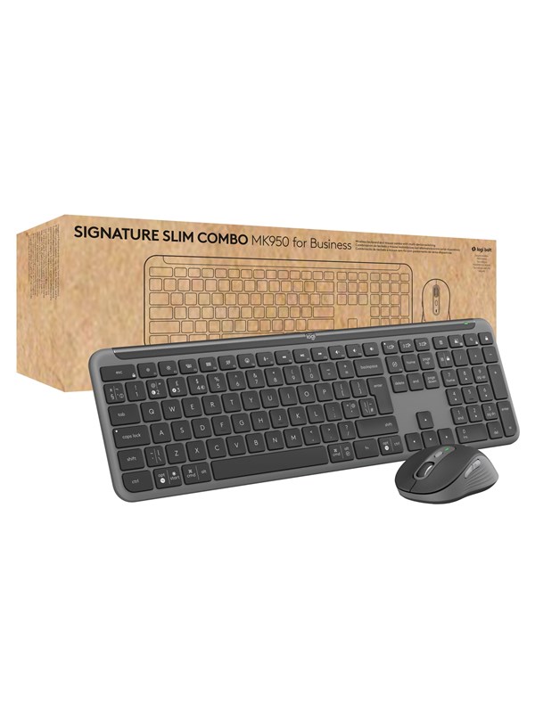 Logitech Signature Slim Combo MK950 for Business - Tastatur & Maus Set - Full-Size - Französisch - Grau