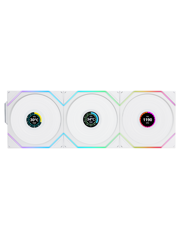 Lian Li UNI FAN TL Wireless LCD Reverse (3-pack) - Gehäuselüfter - 120mm - Weiß mit RGB LED - 31 dBA