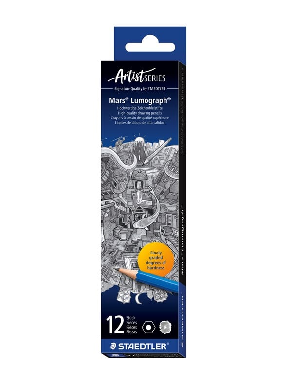 Staedtler Bleistift-Set Mars Lumograph, 100-F, Härte F, 2,0mm, blau 4007817104828 Staedtler 12 Stück