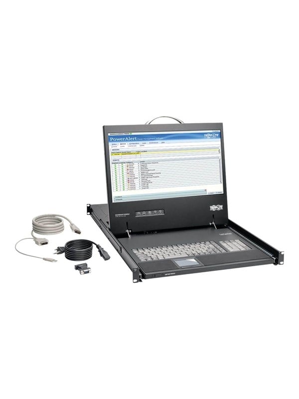 Image of 19" Eaton Series Rack Console 1URM DVI VGA for KVM Switch 19" LCD 1080p Rackmount TAA