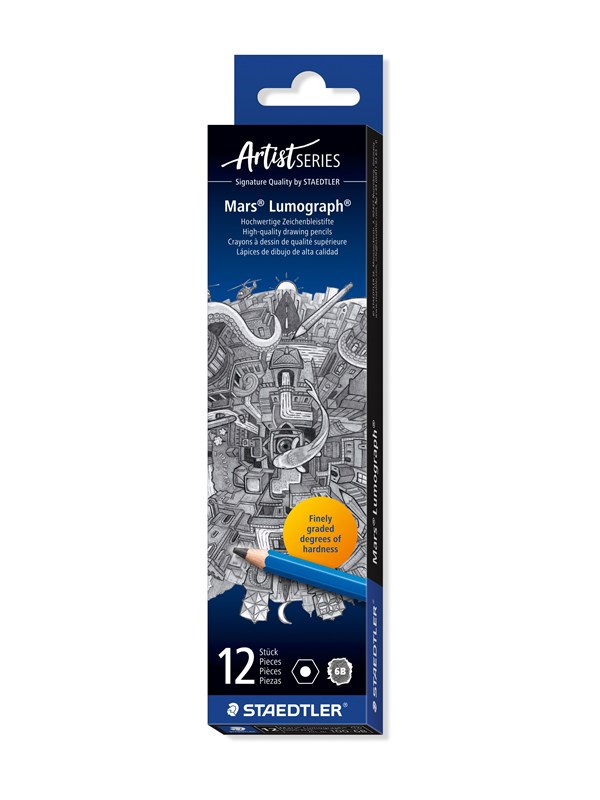 Staedtler Bleistift-Set Mars Lumograph, 100-6B, Härte 6B, 3,6mm, blau 4007817104750 Staedtler 12 Stück
