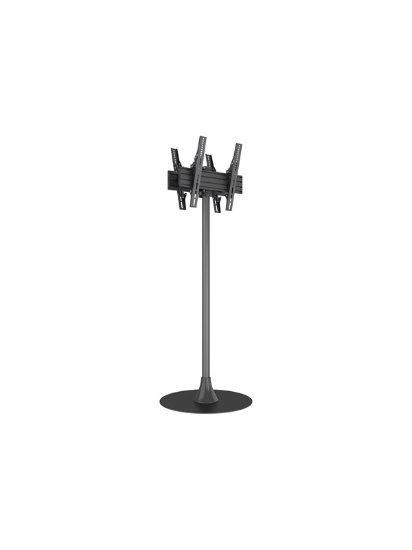 Multibrackets M stand - for 2 flat panels - single pole floorbase round B2B - black - Max 100 kg - recommended for 65"