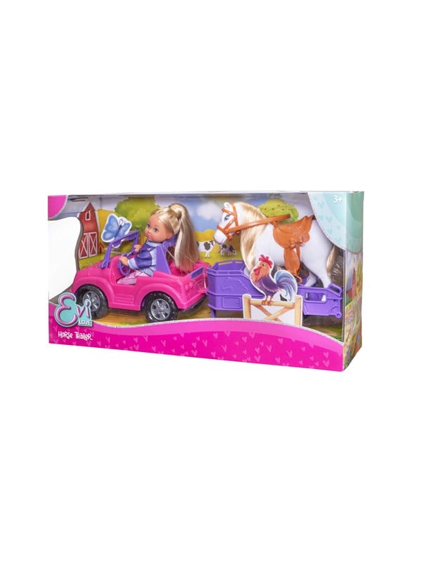 Simba Jeep Pferdeanhänger mit Pony Evi LOVE Puppe