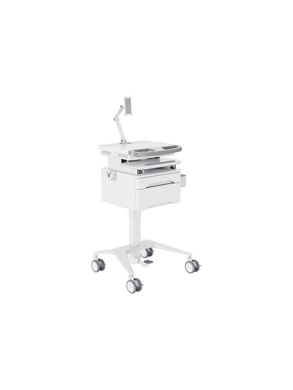 Multibrackets M Basic cart - for tablet / keyboard / mouse / notebook - with drawer - white silver - Max 7.5 kg - recommended for